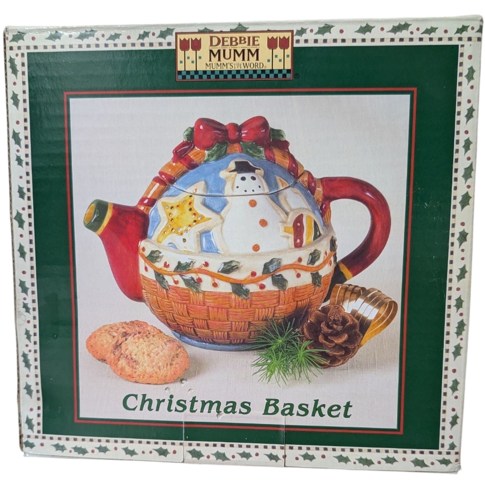 Debbie Mumm Christmas Basket Teapot